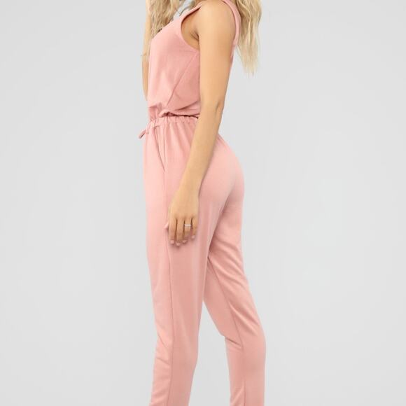 Hot Kiss Pants - Cotton Zipper Front Romper Jumpsuit Size XL Rose Pink Soft Comfy Lounge